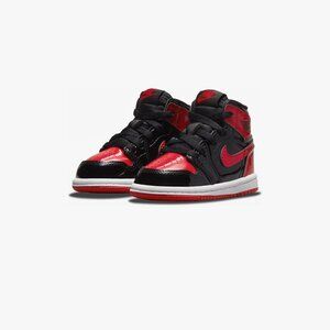 Jordan 1 Retro High OG Toddler Shoes Black/Red Size 9C Patent Leather Basketball